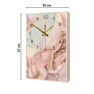Часы-картина настенные, интерьерные 'Розовый мрамор', плавный ход, 57 х 35 х 4 см