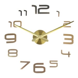 Часы-наклейка, серия DIY, 'Акстелл', плавный ход, d-120 см, 1 АА, золотистые