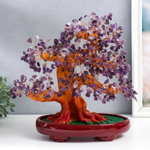 Сувенир бонсай 'Денежное дерево с фиолетовыми камушками' 450 камней 32х17х27 см