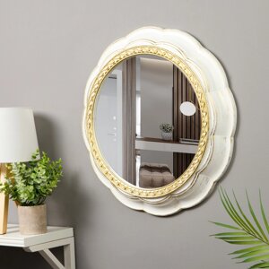 Зеркало интерьерное, настенное, D50,7 см, белый с золотом