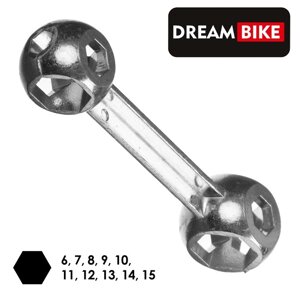 Ключ Dream Bike 'косточка', 10 размеров, 6-15 мм, цинковый сплав