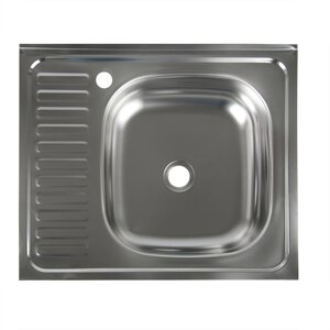 Мойка кухонная 'Владикс', накладная, без сифона, 60х50 см, правая, нержавеющая сталь 0.4 мм