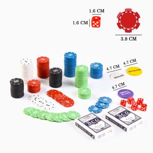 Покер 'Время игры', набор для игры (200 фишек, 2 колоды карт, 5 кубиков)