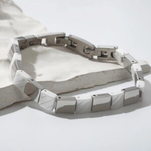 Браслет керамика 'Ритм', цвет белый в серебре, 20,5 см