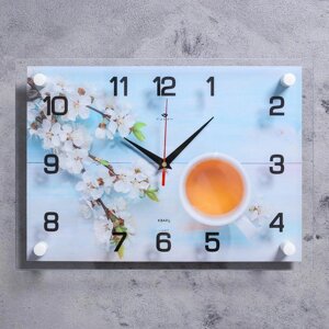 Часы настенные, интерьерные 'Чай с цветами' 25х35 см, бесшумные