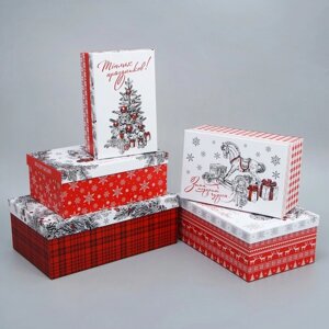 Набор подарочных коробок 5 в 1 'Уютного нового года', 22 х 14 х 8,5 32.5 х 20 х 12.5 см
