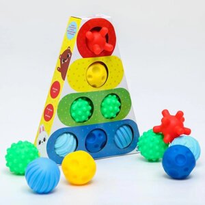 Подарочный набор сенсорных развивающих мячиков 'Пирамидка', 7 шт, Крошка Я
