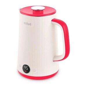Чайник электрический Kitfort КТ-6197-1, металл, 1.5 л, 1500 Вт, бело-красный