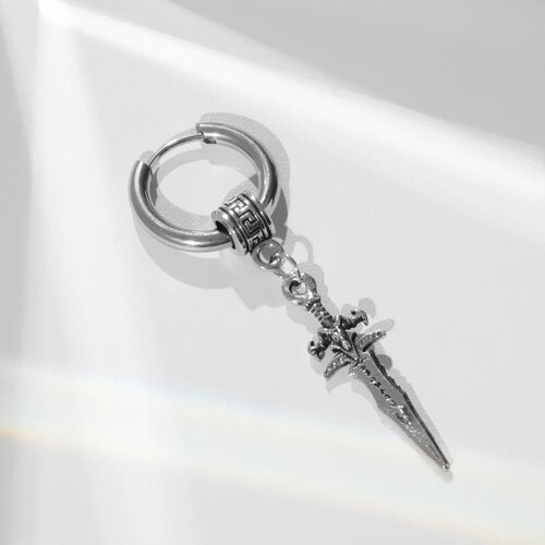 Пирсинг в ухо 'Кольцо' меч, d13 мм, цвет серебро
