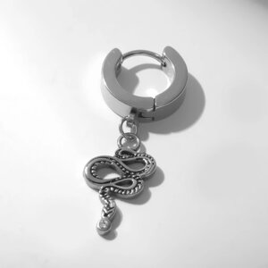 Пирсинг в ухо 'Кольцо' змея извивающаяся, d13 мм, цвет серебро
