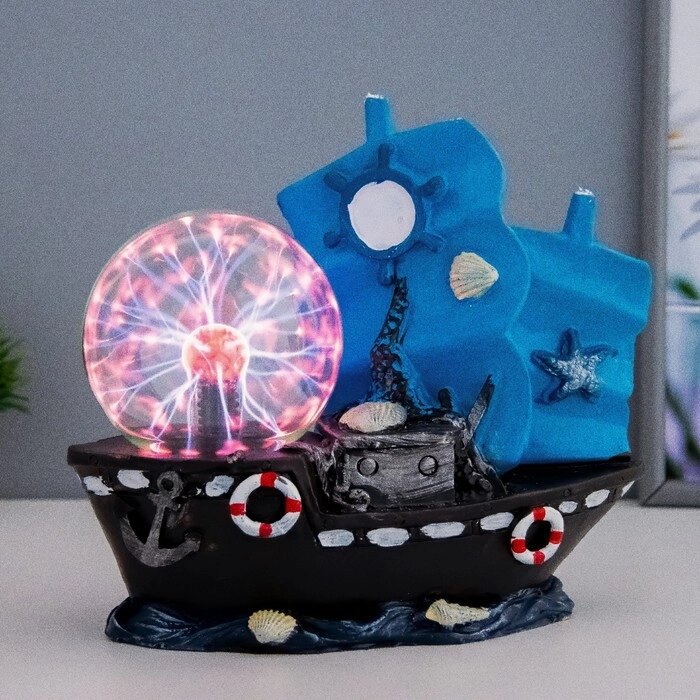 Плазменный шар 'Корабль' синий 25х10х22 см RISALUX от компании Интернет-магазин "Flap" - фото 1