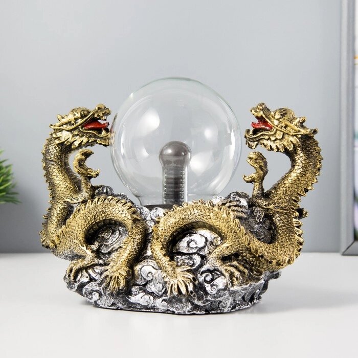 Плазменый шар 'Драконы' золото 23х12х18 см RISALUX от компании Интернет-магазин "Flap" - фото 1