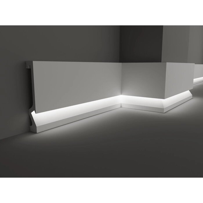 Плинтус пластиковый белый под LED ленту 100х16х2000мм от компании Интернет-магазин "Flap" - фото 1
