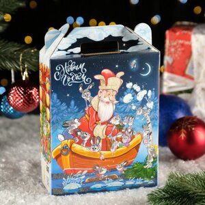 Подарочная коробка 'Дед Мороз и Зайцы'16,8 х 7 х 25 см (комплект из 5 шт.)