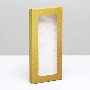 Подарочная коробка под плитку шоколада, с окном, золотая, 17 х 8 х 1,4 см (комплект из 5 шт.)