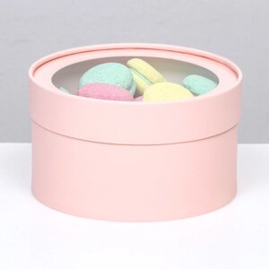 Подарочная коробка 'Розовый персик' завальцованная с окном, 18 х 10 см