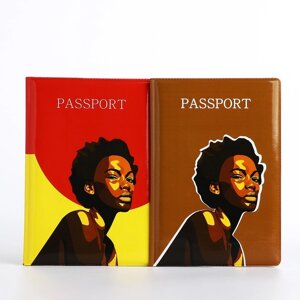 Подарочный набор 2 обложки для паспорта, цвет коричневый/жёлтый