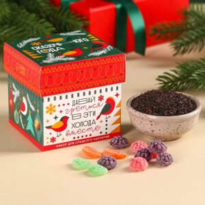 Подарочный набор 'Сказочного года' чай чёрный со вкусом апельсина 50 г., леденцы со вкусом фруктов 100 г.