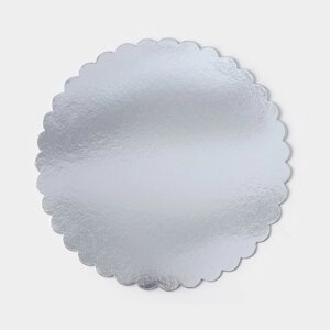 Подложка для торта 'Круг волна'd30,5 см, цвет серебро (комплект из 2 шт.)