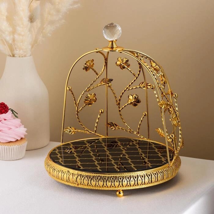 Подставка для десертов круглая 'Алюр', 22x22x26 см, цвет металла золотой от компании Интернет-магазин "Flap" - фото 1