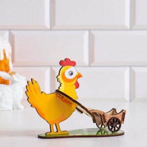 Подставка для яйца 'Курица с тележкой'фанера
