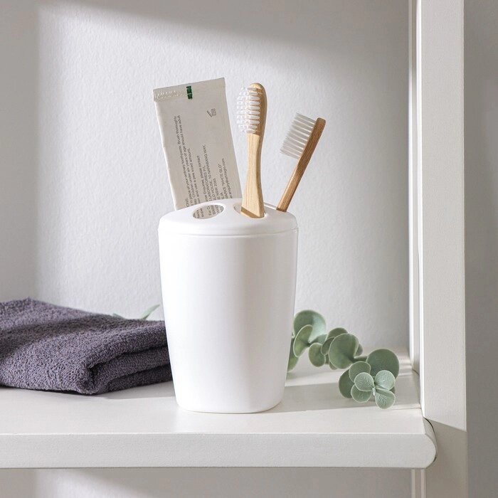 Подставка для зубных щёток Aqua, цвет снежно-белый от компании Интернет-магазин "Flap" - фото 1
