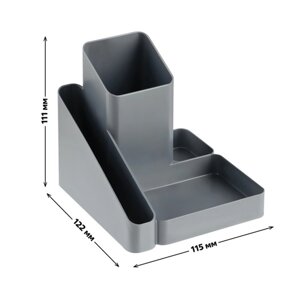 Подставка-органайзер для канцелярии Имидж серая металлик (комплект из 3 шт.)