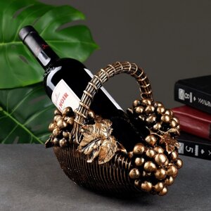 Подставка под бутылку 'Корзина с виноградом' бронза с позолотой, 20х25х22см