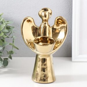 Подсвечник керамика на 1 свечу 'Ангел с нимбом' d4 см золото 11,5х10х18,5 см