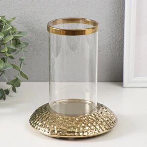 Подсвечник керамика, стекло на 1 свечу 'Верна' d8 см золото 14,5х14,5х17,5 см
