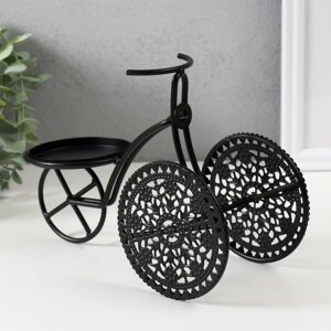 Подсвечник металл на1 свечу 'Трёхколёсный велосипед' d8 см чёрный 23х11,5х16 см