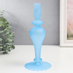 Подсвечник стекло на 1 свечу 'Виток' прозрачный голубой 10,5х10,5х25 см