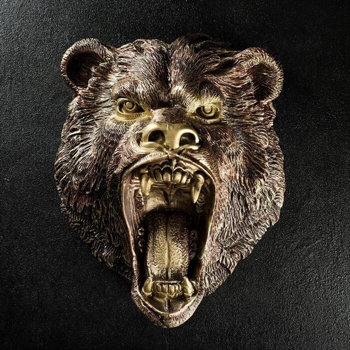 Подвесной декор 'Голова медведя' бронза, 24х35х42см от компании Интернет-магазин "Flap" - фото 1