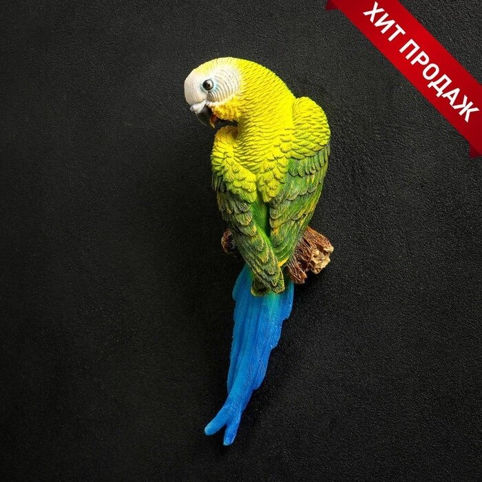 Подвесной декор 'Попугай волнистый на ветке' 7х12х29 см от компании Интернет-магазин "Flap" - фото 1