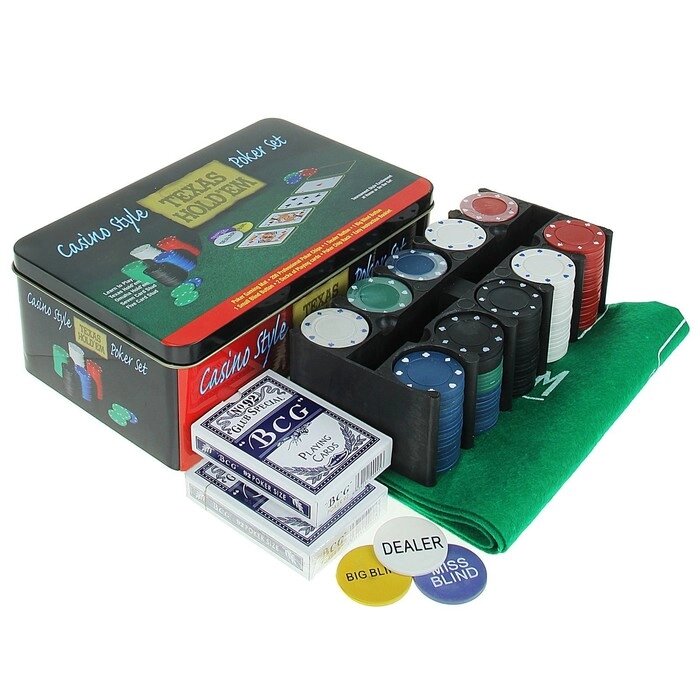 Покер, набор для игры (карты 2 колоды, фишки 200 шт.), без номинала, 60 х 90 см от компании Интернет-магазин "Flap" - фото 1