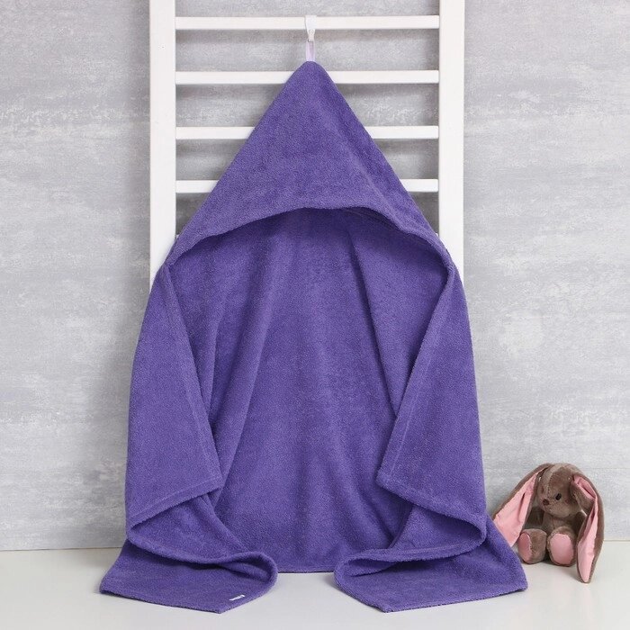 Полотенце с капюшоном Крошка Я, цв. фиолетовый 70*140 см, 100хл, 320 г/м2 от компании Интернет-магазин "Flap" - фото 1