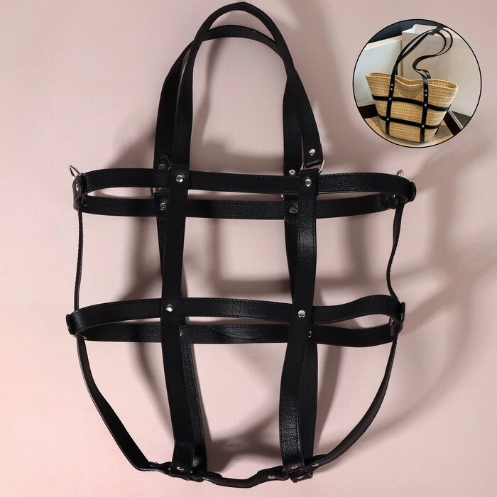 Портупея для сумки из искусственной кожи, 43 x 35 x 15 см, цвет чёрный/серебряный от компании Интернет-магазин "Flap" - фото 1
