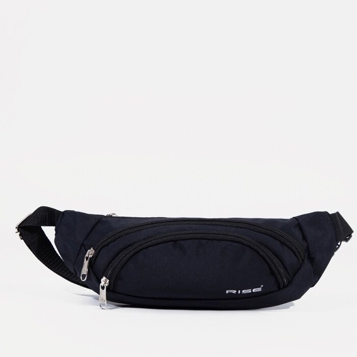 Поясная сумка на молнии, 2 наружных кармана, цвет чёрный от компании Интернет-магазин "Flap" - фото 1