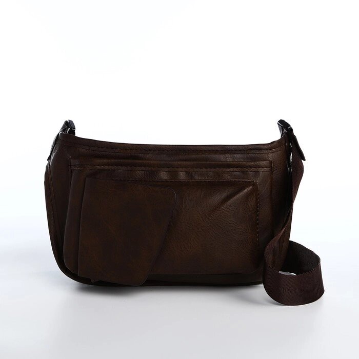 Поясная сумка на молнии, 3 наружных кармана, цвет коричневый от компании Интернет-магазин "Flap" - фото 1