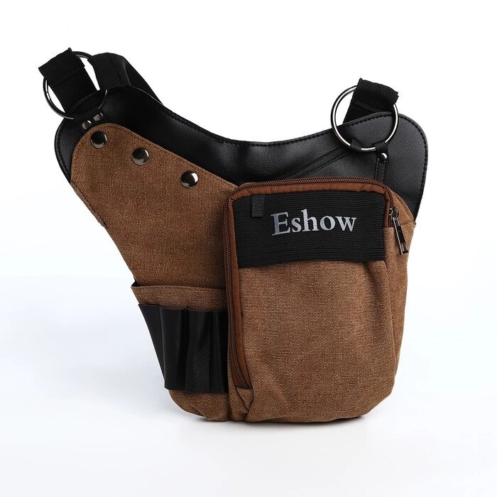 Поясная сумка на молнии, 3 наружных кармана, зацеп на бедро, цвет коричневый от компании Интернет-магазин "Flap" - фото 1