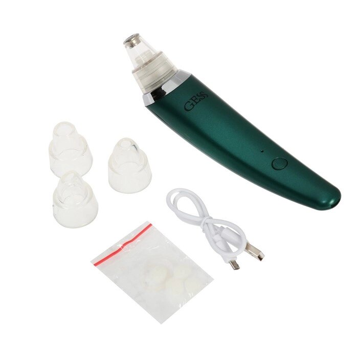 Прибор для вакуумной чистки лица и шлифовки GESS-630 Shine, 4 насадки, зелёный от компании Интернет-магазин "Flap" - фото 1
