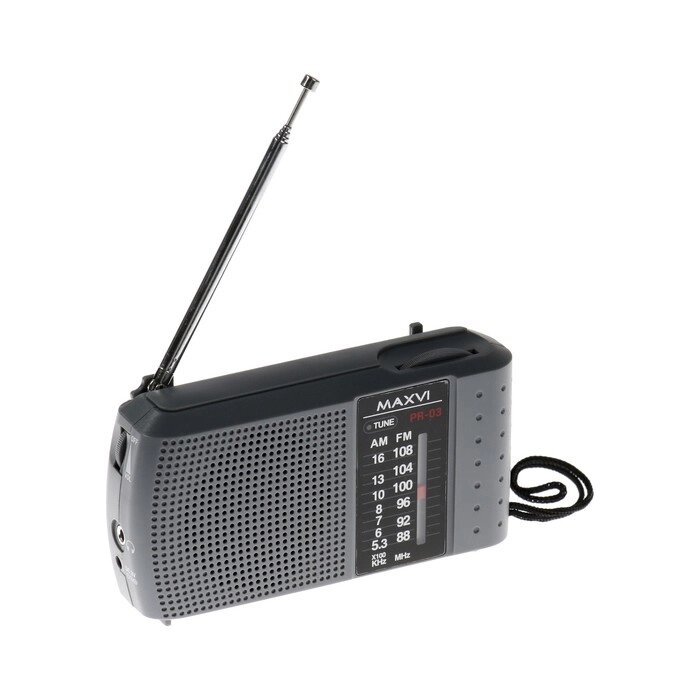 Радиоприемник Maxvi PR-03, 220 В, 2хАА, AUX, серый от компании Интернет-магазин "Flap" - фото 1