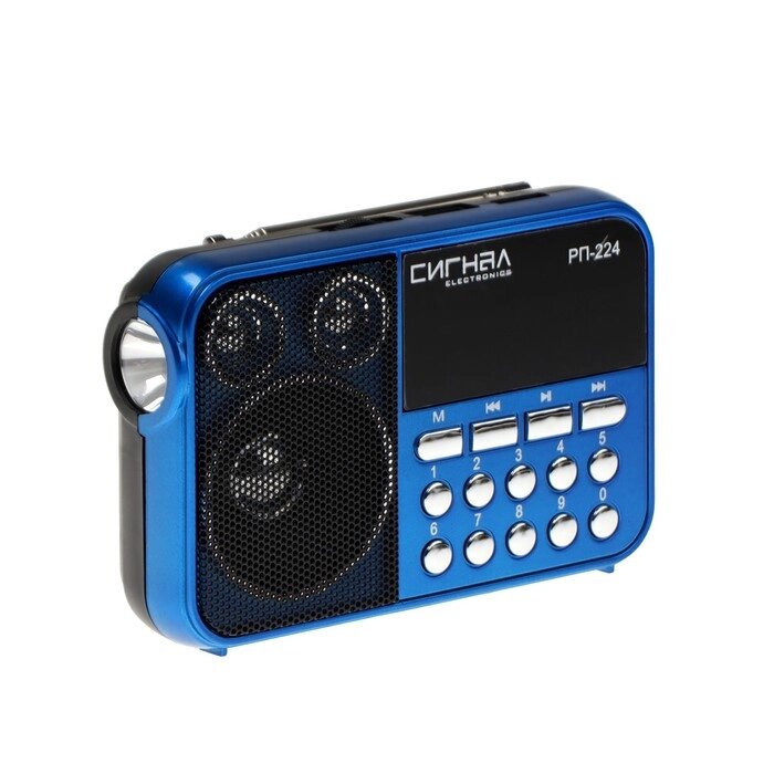 Радиоприёмник 'Сигнал РП-224', УКВ 64-108 МГц, 400 мАч, USB, SD, AUX, синий от компании Интернет-магазин "Flap" - фото 1