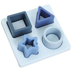 Развивающая игрушка - сортер 'Изучаем фигуры'пищевой силикон, цвет голубой, Mum Baby