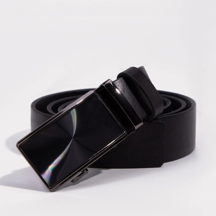 Ремень мужской, ширина 3,5 см, пряжка металл, цвет чёрный от компании Интернет-магазин "Flap" - фото 1