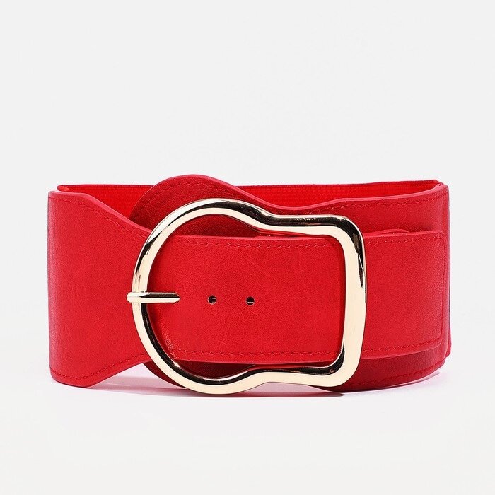 Ремень женский, ширина 8 см, на резинке, пряжка металл, цвет красный от компании Интернет-магазин "Flap" - фото 1