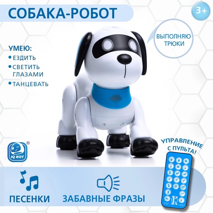 Робот собака 'Лакки' IQ BOT, на пульте управления, интерактивный световые и звуковые эффекты, на батарейках, на русском от компании Интернет-магазин "Flap" - фото 1