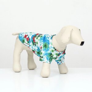 Рубашка для собак 'Тропики'M (ДС 26, ОГ 34, ОШ 25 см), голубая