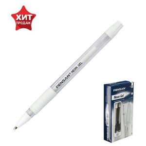 Ручка гелевая Pensan Neon Gel, чернила неоново-белые, узел 1 мм, линия письма 0,5 мм (комплект из 12 шт.)