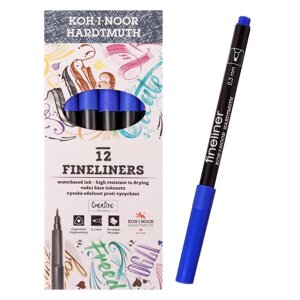 Ручка капиллярная 0,3 мм Koh-I-Noor FINELINER 7021, синий (комплект из 12 шт.)